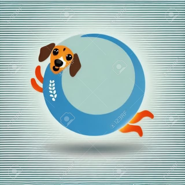 Leuke grappige techshund hond, rond logo, vector illustratie