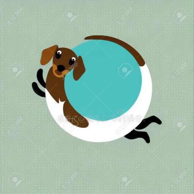 Leuke grappige techshund hond, rond logo, vector illustratie