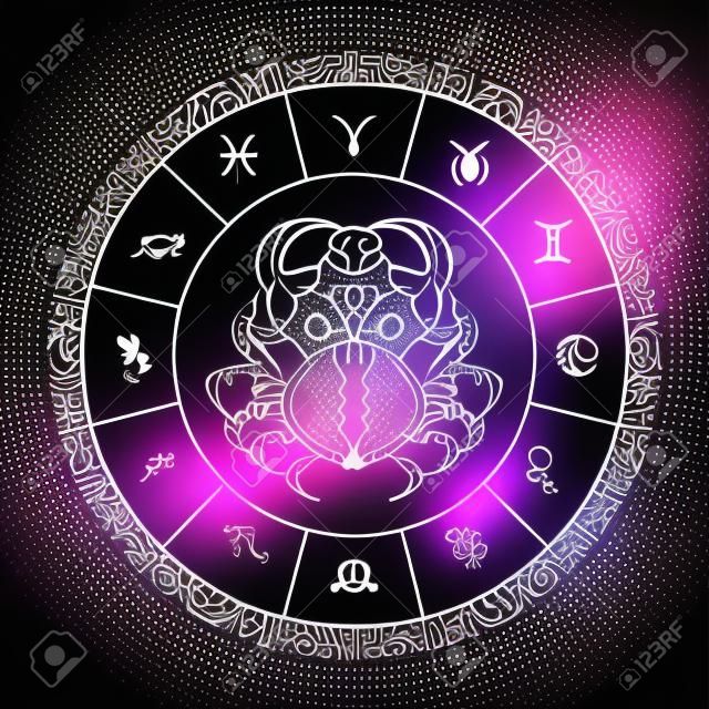 Krebs Sternzeichen, Horoskop Symbol. Vektorillustration