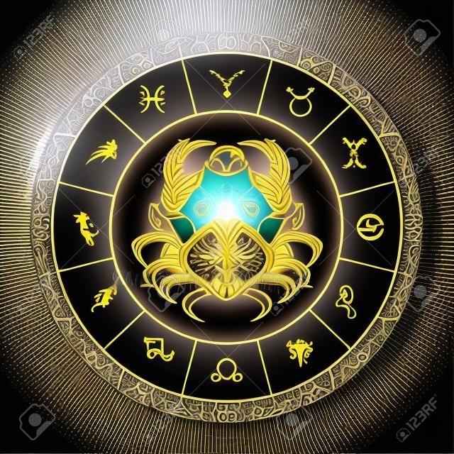 Segno zodiacale Cancro, simbolo dell'oroscopo. Illustrazione vettoriale