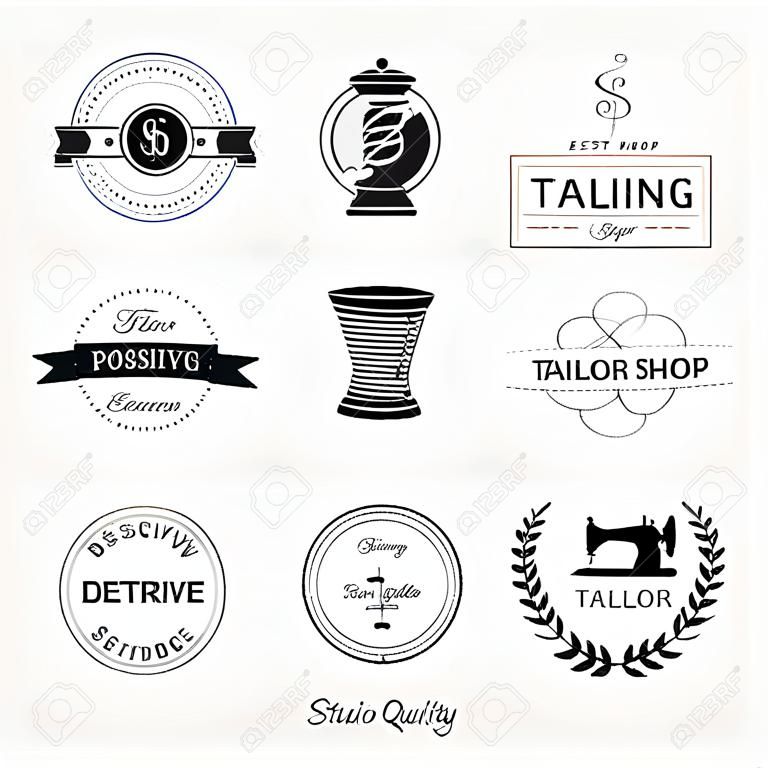 設置的裁縫標籤，徽章和設計元素。定制店。