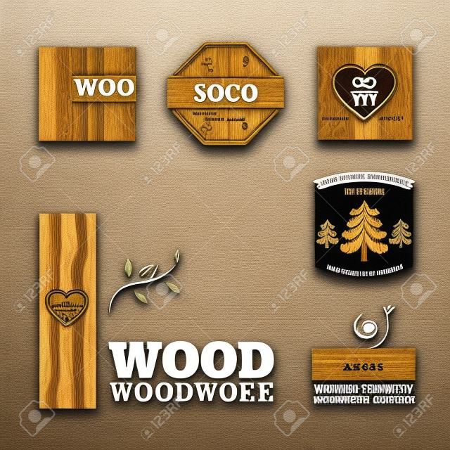 木工徽章標誌和標籤。有趣的設計模板為貴公司的標誌