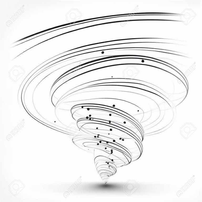 Punti e le curve di grafica a spirale, illustrazione vettoriale.