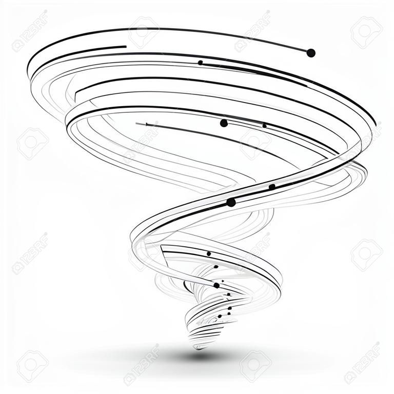 Punti e le curve di grafica a spirale, illustrazione vettoriale.