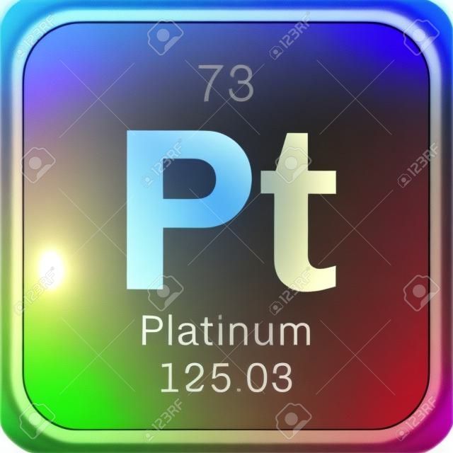 Platine élément chimique. Métal précieux. icône de couleur avec le numéro atomique et le poids atomique. Élément chimique du tableau périodique.