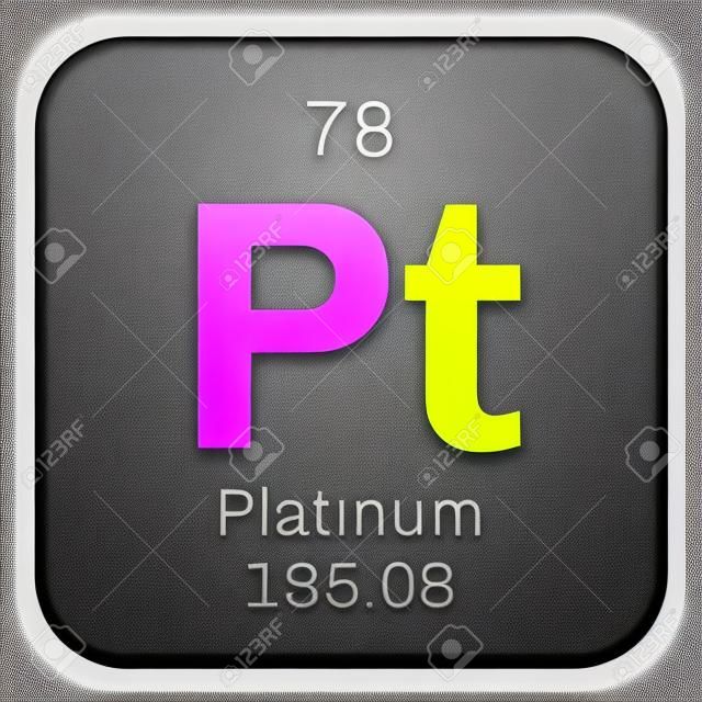 Platine élément chimique. Métal précieux. icône de couleur avec le numéro atomique et le poids atomique. Élément chimique du tableau périodique.