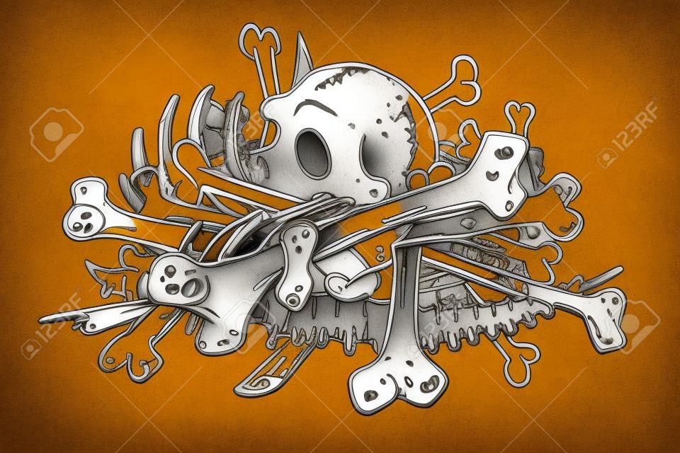 Image de dessin animé de tas d'os
