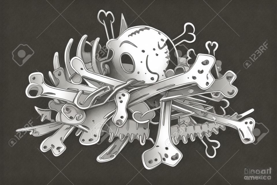 Image de dessin animé de tas d'os