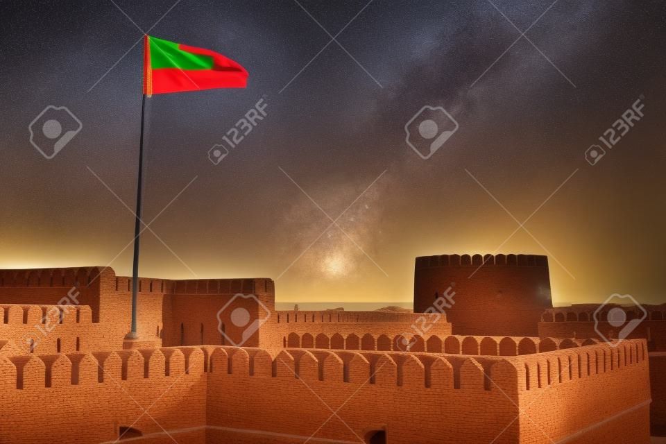 fort battlesment sky and    star brick in oman   muscat the old defensive