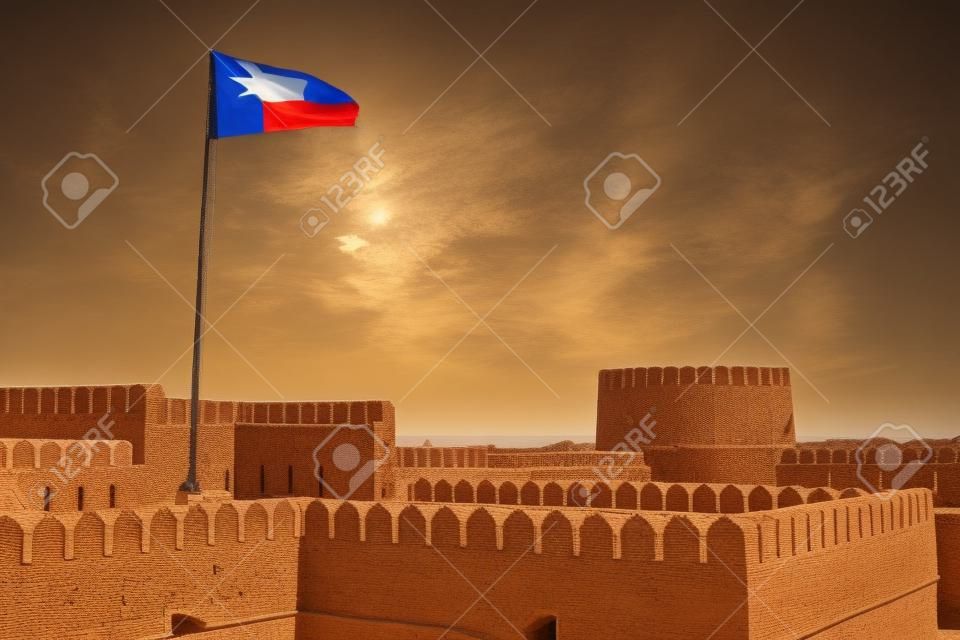 fort battlesment sky and    star brick in oman   muscat the old defensive