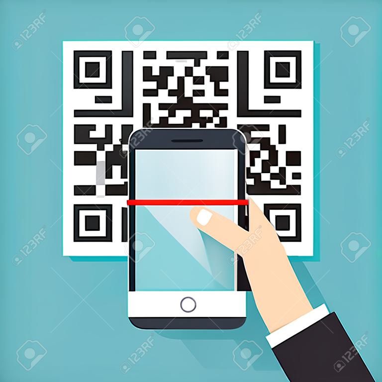 Scannez le code QR pour téléphone mobile. balayage électronique, la technologie numérique, code à barres. Vector illustration.
