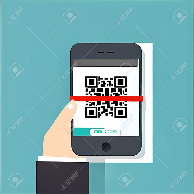 Scannez le code QR pour téléphone mobile. balayage électronique, la technologie numérique, code à barres. Vector illustration.