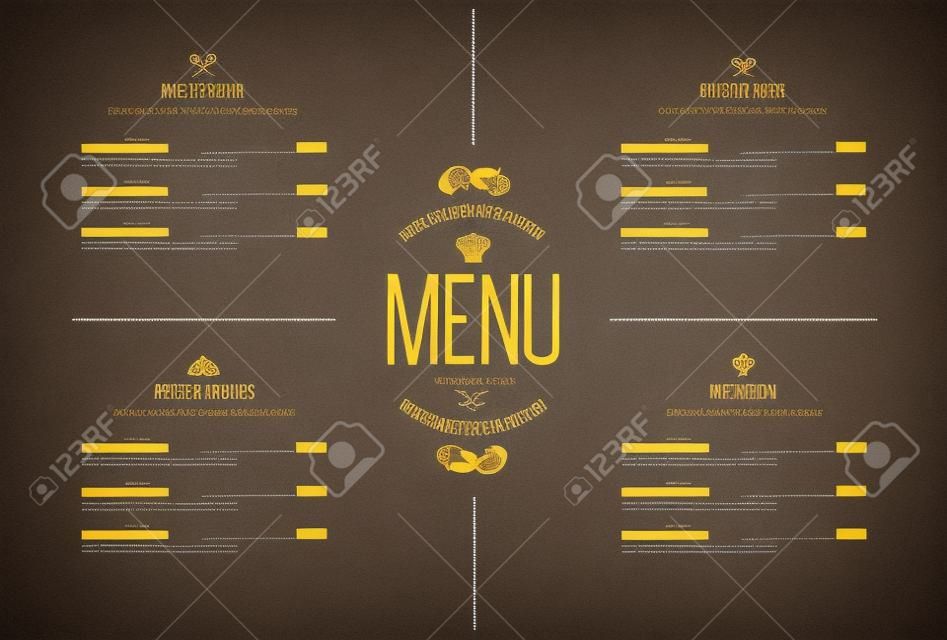 Diseño de menú del restaurante.