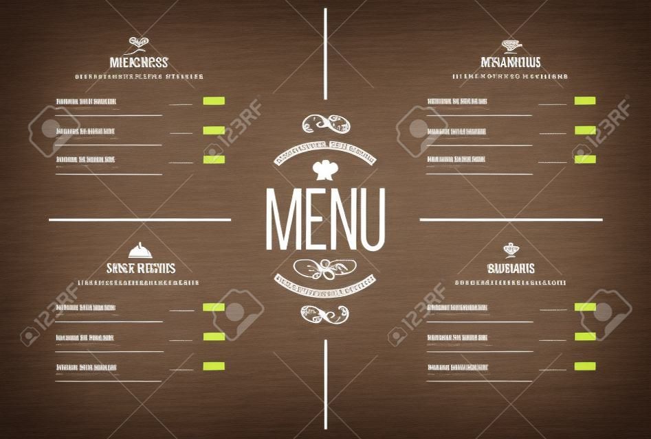 Design de menu de restaurante.