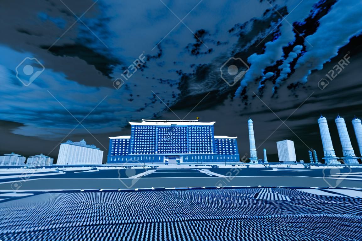 Luannan County, July 12 : Huimin square under the blue sky and white clouds on July 12, 2012, in Luannan County, Hebei Province, China