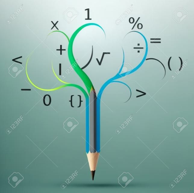 Lápis como uma árvore, conceito de educação, matemática