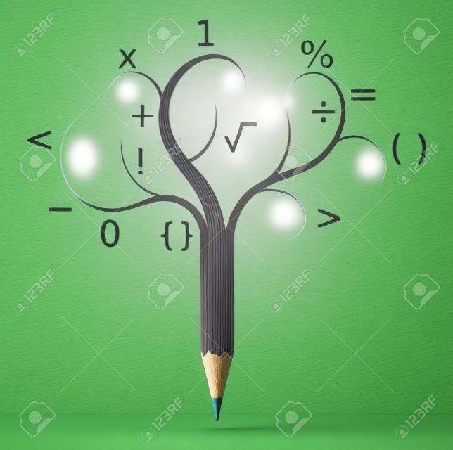 Lápis como uma árvore, conceito de educação, matemática