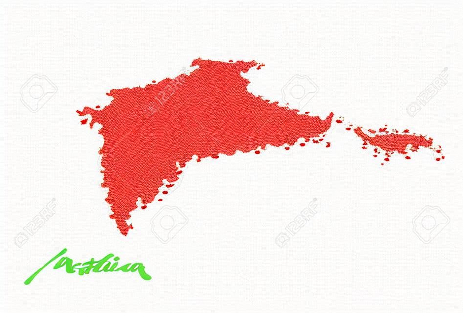 Gestippelde kaart van India geïsoleerd op witte achtergrond en tekst