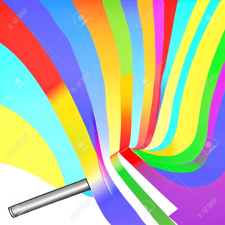 multikleurige verfroller schilderen halfronde regenboog