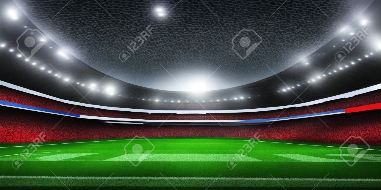 Entrada generativa del jugador ai al estadio iluminado lleno de fanáticos, tema deportivo del estadio de fútbol digi