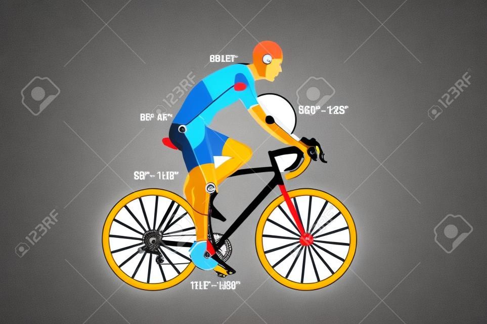 Orientation de bon angle du corps pour augmenter la qualité et de la sécurité à vélo. Ceci est appelé ajustement de vélo ou d'un raccord de vélo
