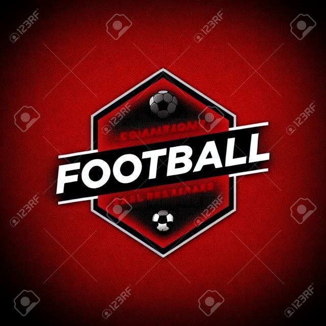 Logo di calcio in nero e rosso, stile vintage.