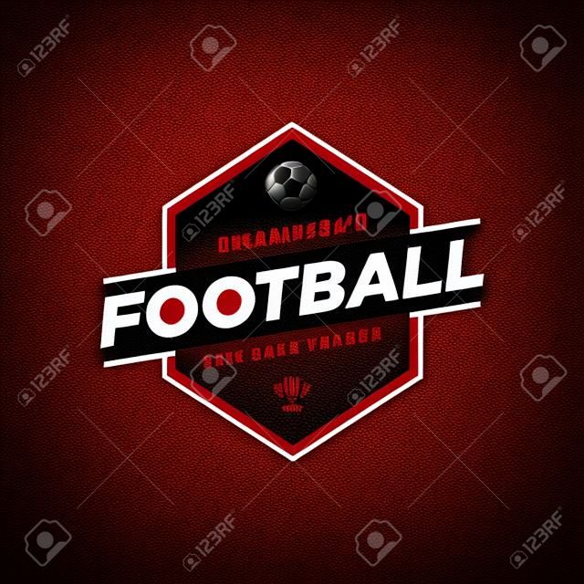 Logo de football en noir et rouge, style vintage.