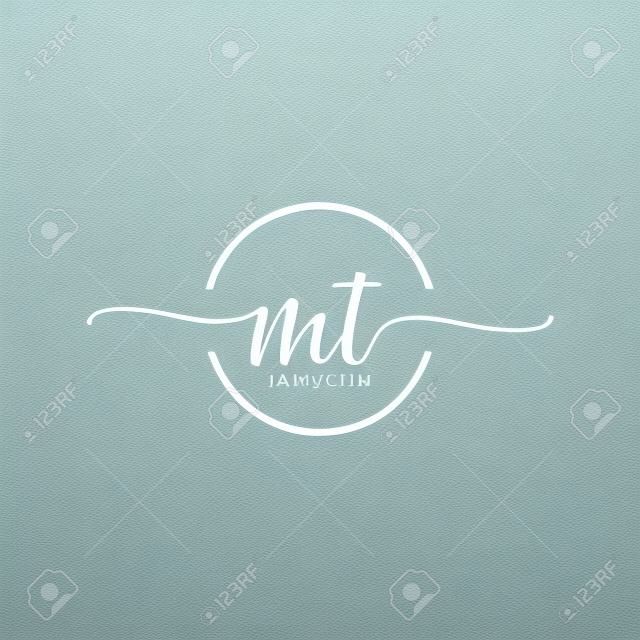 MT Initial handwriting logo with circle