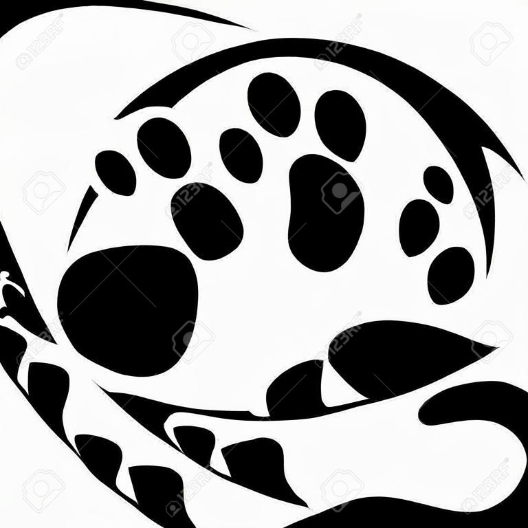 Footprint, trace, paw, hand, label