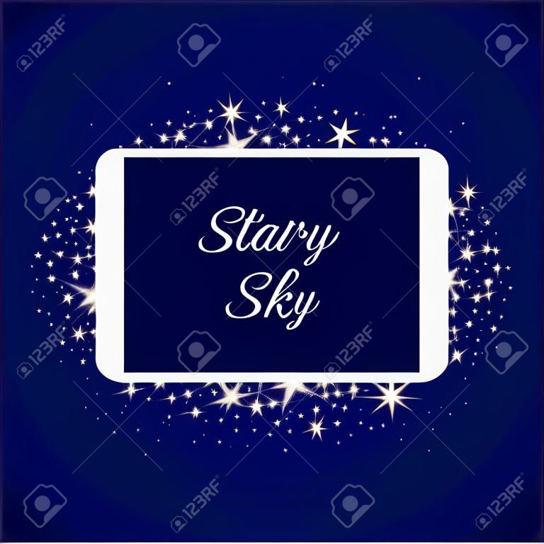 White label with place for text on starry sky background