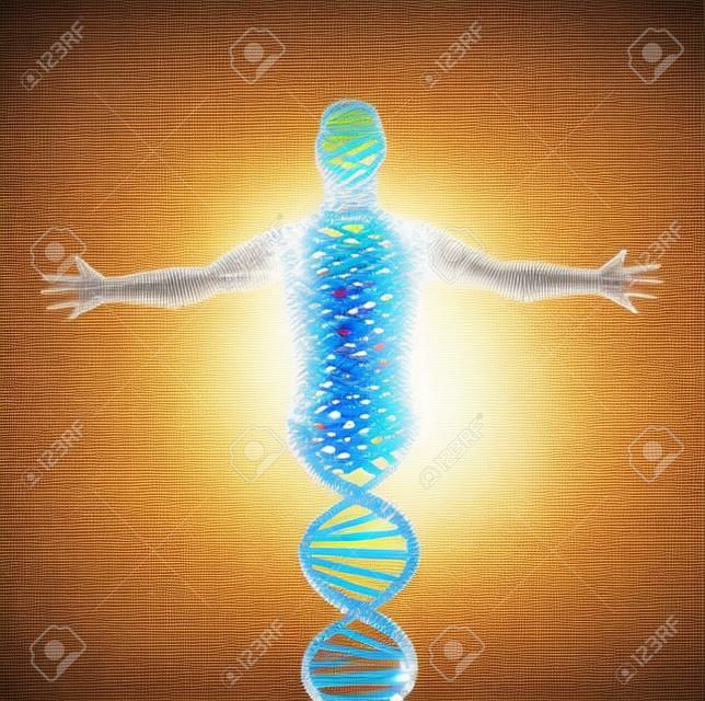 Modelo abstrato do homem da molécula de DNA
