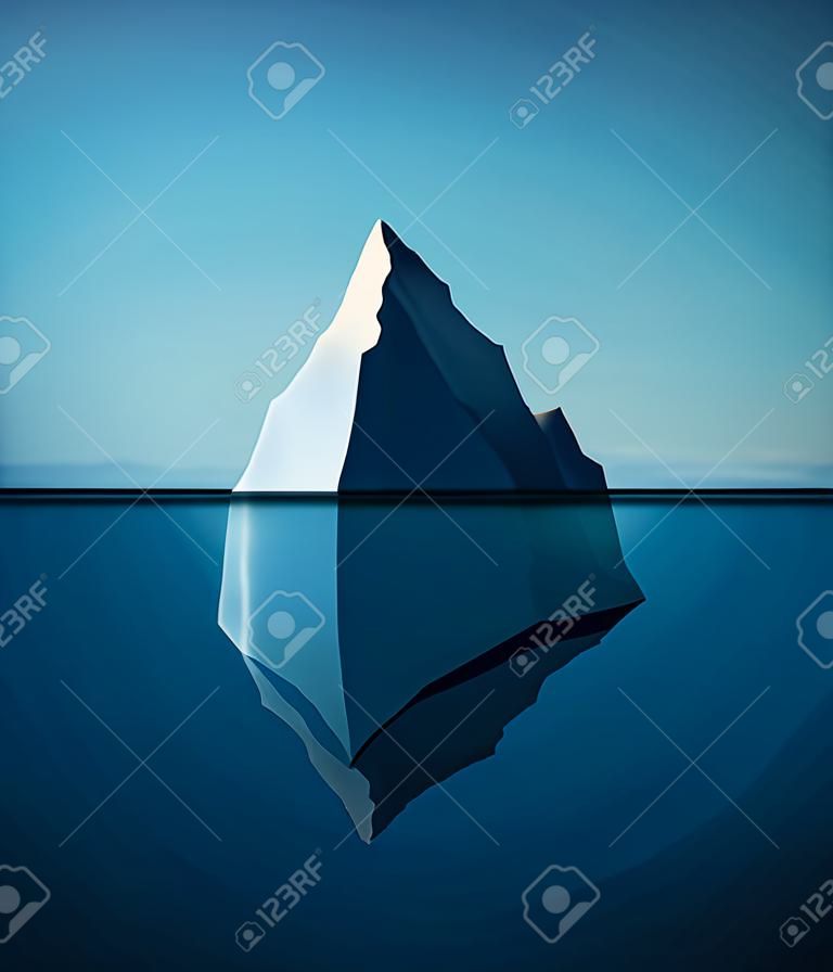 Berg lodu na wodzie wektora tle koncepcji