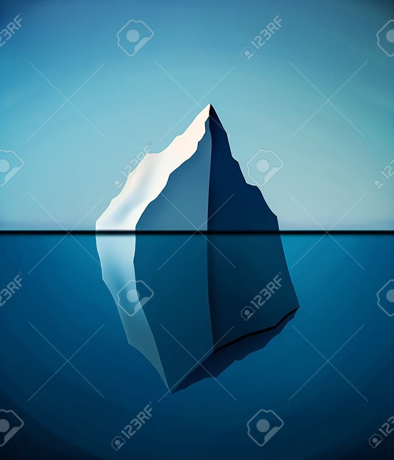 Berg lodu na wodzie wektora tle koncepcji