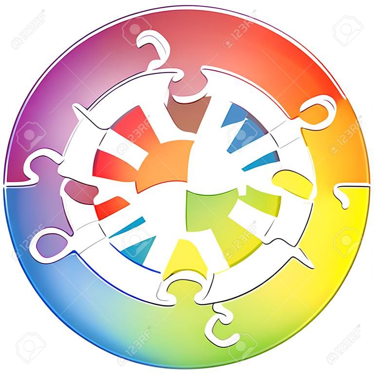 Tabella rotonda con puzzle diversi colori
