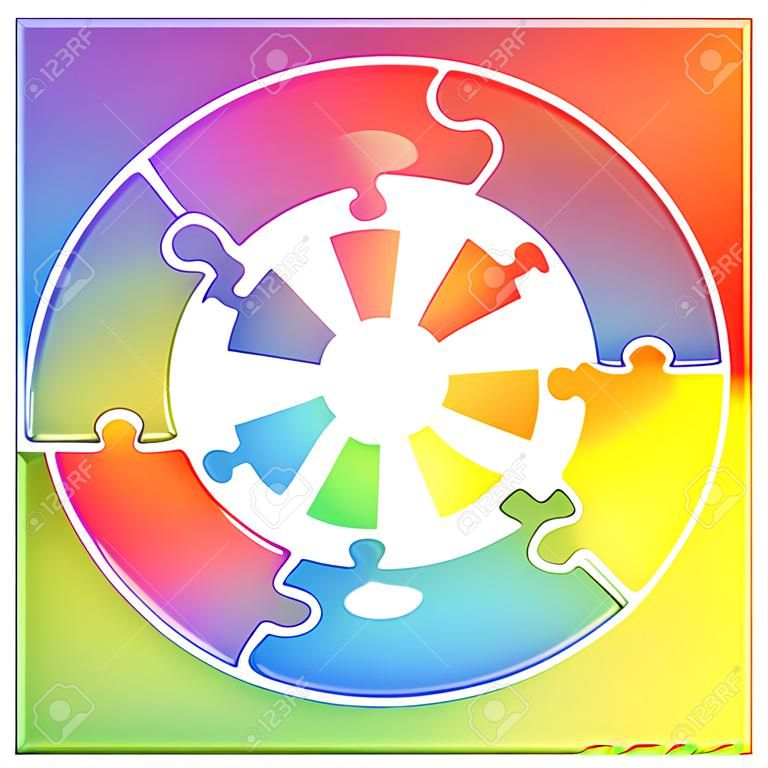 Tableau ronde avec des puzzles de couleurs différentes
