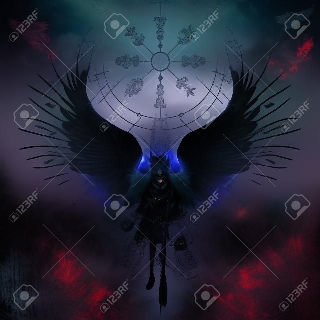 Raven scandinavian silhouette