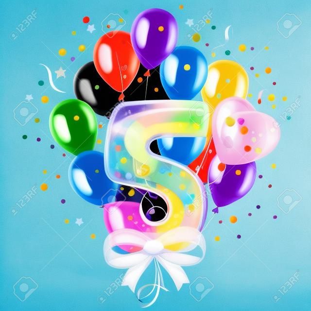 5 Happy Birthday balloons