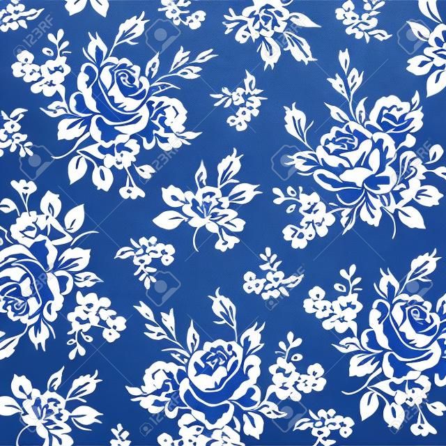 Цветочный узор с синей розы,