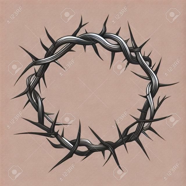 Crown of thorns graphic illustration. Vector religious symbol of Christianity