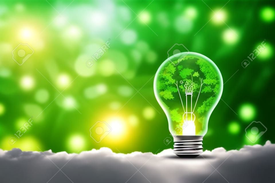 節能燈泡與自然界中的太陽能的概念