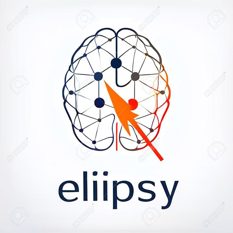 Il cervello umano con l'attività epilessia in un lato, illustrazione vettoriale