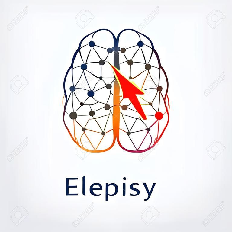 Human brain with epilepsy activity in one side, vector illustration
