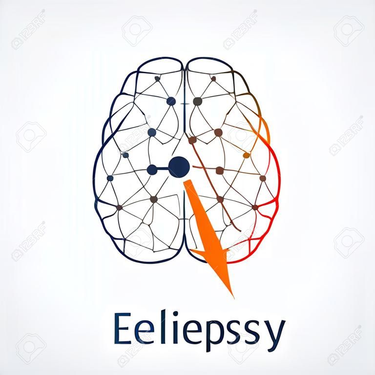 Человеческий мозг с эпилепсией активностью в одну сторону, векторные иллюстрации