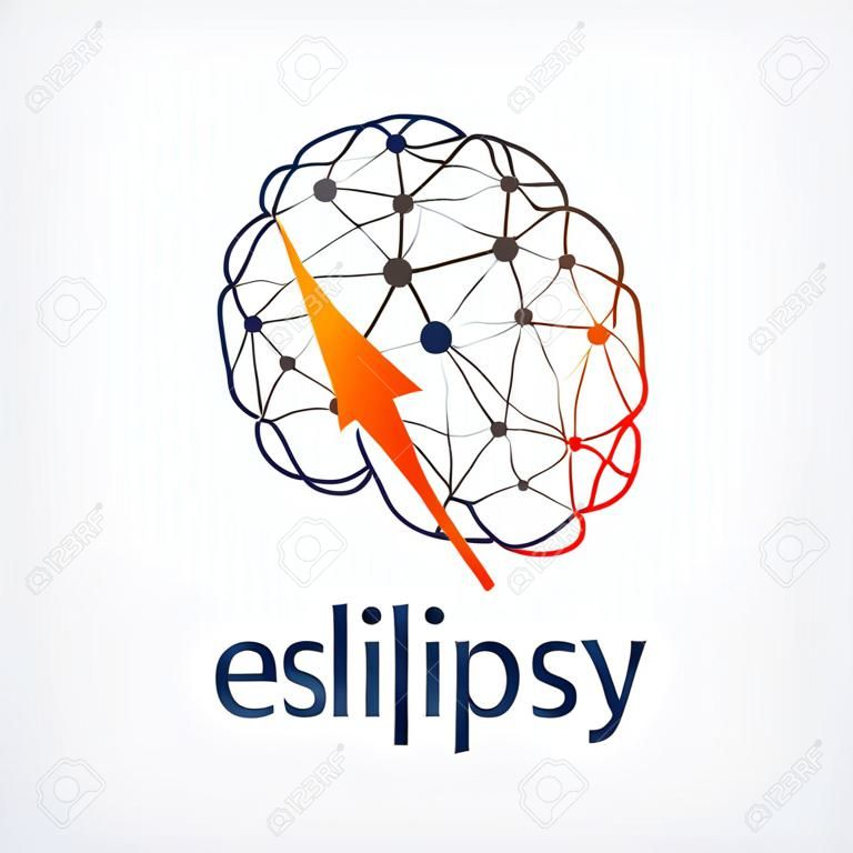 Cérebro humano com atividade da epilepsia em um lado, ilustração vetorial
