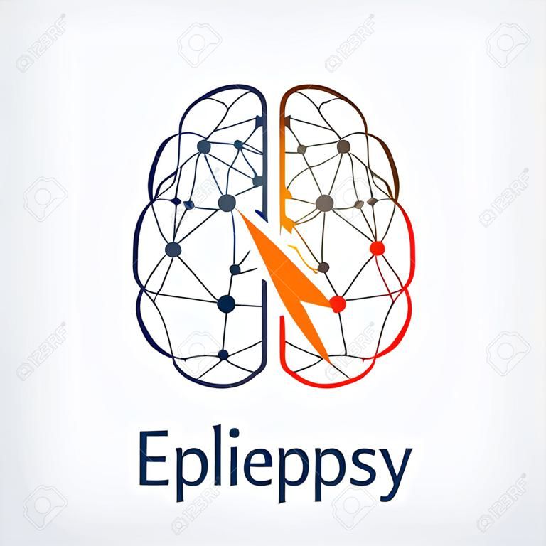Menselijke hersenen met epilepsie activiteit aan één kant, vector illustratie