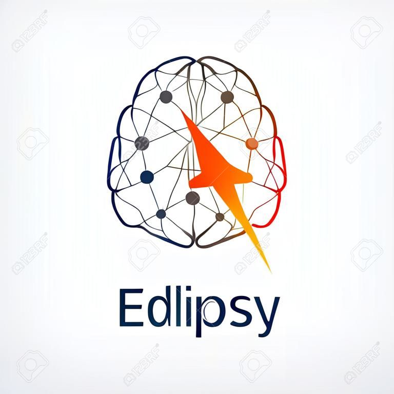 El cerebro humano con la actividad de la epilepsia en un lado, ilustración vectorial