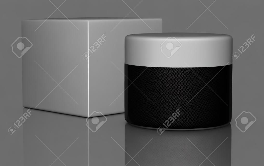 un vasetto nero con un riquadro bianco (rendering 3d)