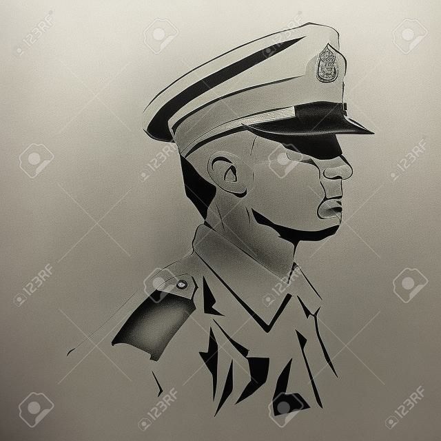 Soldier. Policeman drawing, security