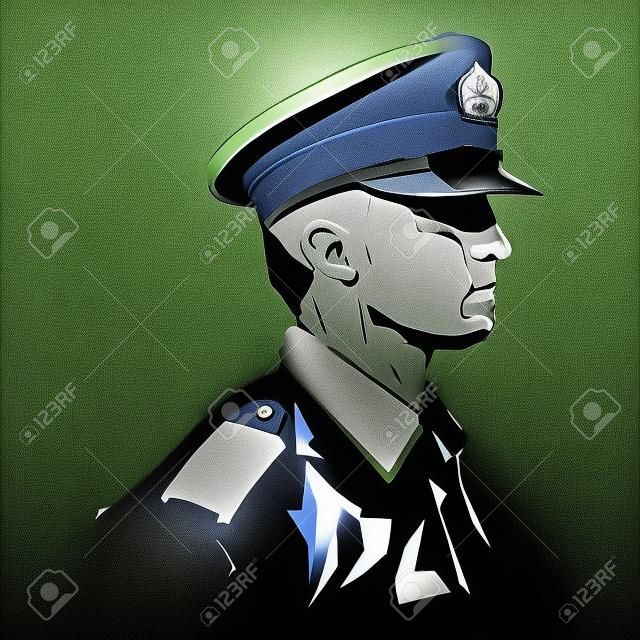Soldado. Dibujo de policía, seguridad