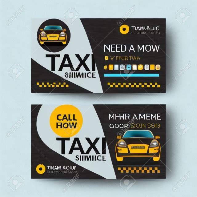 Taxi pickup szolgáltatás névjegykártya elrendezés sablon. Készítsen saját névjegyeket. Mockup vektoros illusztráció.